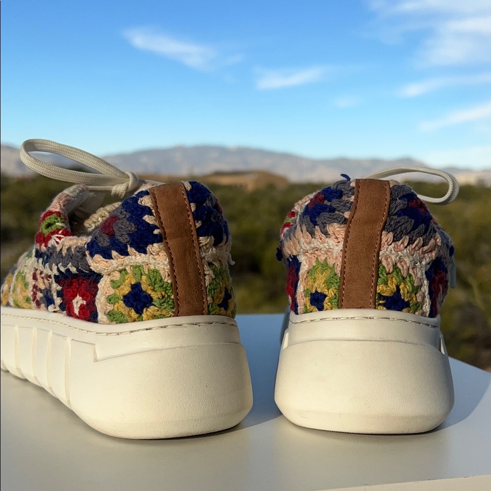 Free People Catch Me If You Can Multicolor Floral Crochet Platform Sneakers - Picture 7 of 12